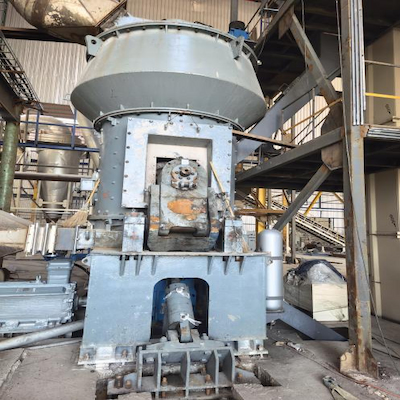 Sistema de producción de polvo de yeso mediante molino vertical de 20 a 25 toneladas por hora.